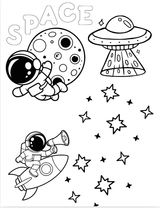 Space Themed Coloring Page for kids